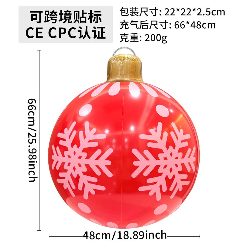 60cm(23.6 in) Giant Inflatable Christmas Ball – Outdoor PVC Holiday Yard Décor