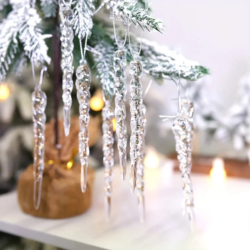Crystal Clear Icicle Ornaments for Christmas Tree (12/24/36pcs)