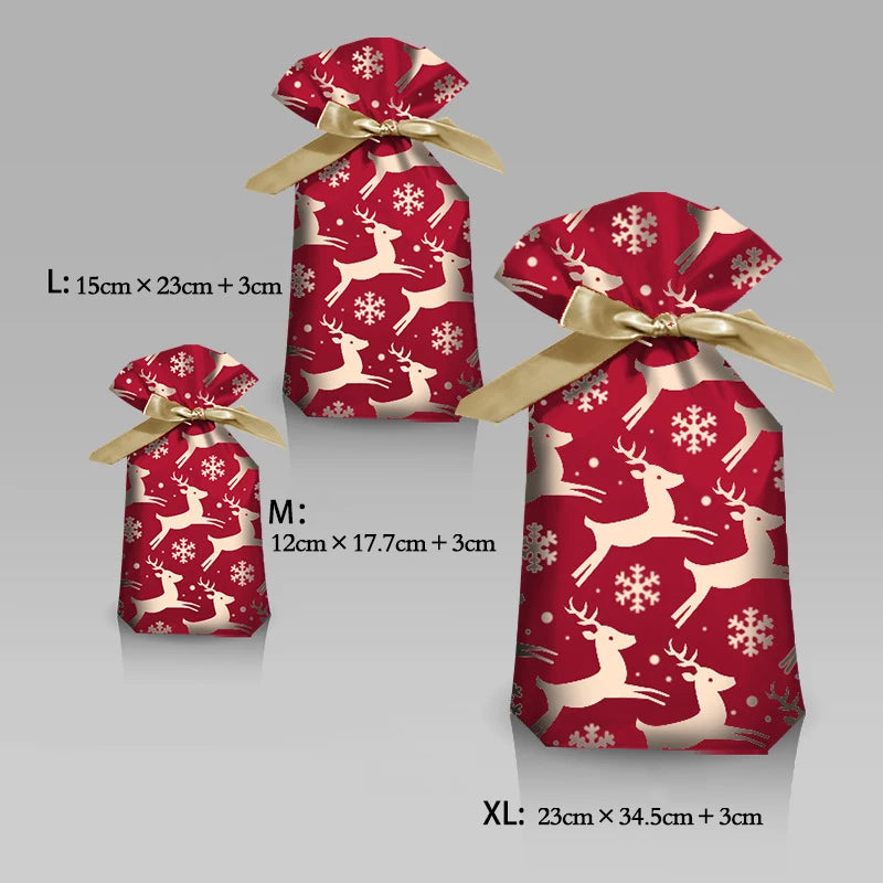 Christmas Drawstring Candy Bags – Santa / Snowflake Gift Pouch (3 Sizes)