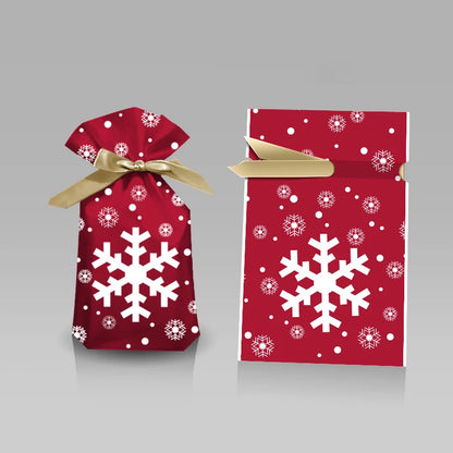 Christmas Drawstring Candy Bags – Santa / Snowflake Gift Pouch (3 Sizes)