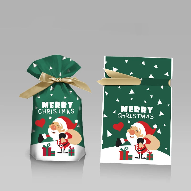 Christmas Drawstring Candy Bags – Santa / Snowflake Gift Pouch (3 Sizes)