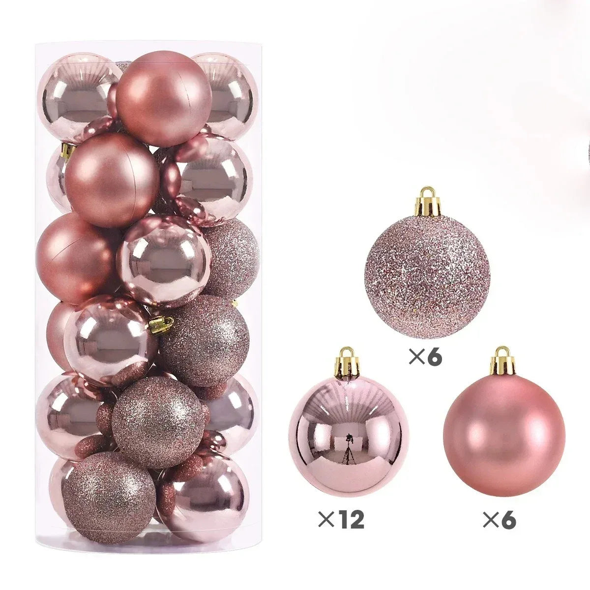 24pcs Christmas Tree Ball Ornaments (3/4/6cm) – Hanging Decorations