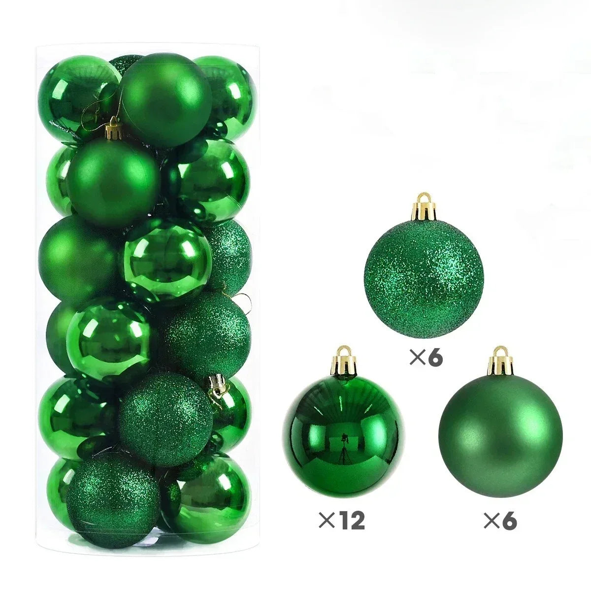 24pcs Christmas Tree Ball Ornaments (3/4/6cm) – Hanging Decorations