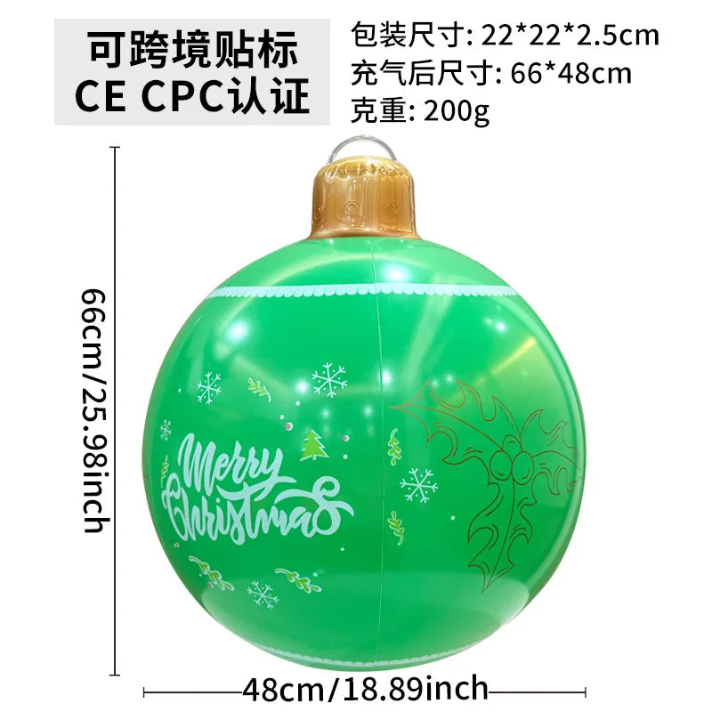 60cm(23.6 in) Giant Inflatable Christmas Ball – Outdoor PVC Holiday Yard Décor