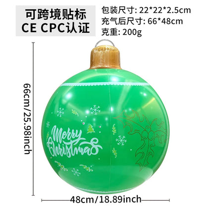 60cm(23.6 in) Giant Inflatable Christmas Ball – Outdoor PVC Holiday Yard Décor