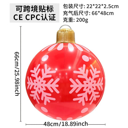 60cm(23.6 in) Giant Inflatable Christmas Ball – Outdoor PVC Holiday Yard Décor