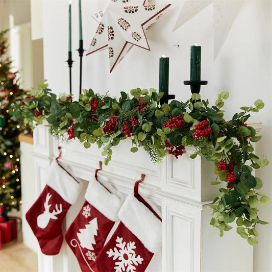 6.3ft Christmas Berry Garland – Artificial Leaf Holiday Décor
