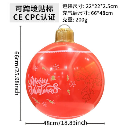 60cm(23.6 in) Giant Inflatable Christmas Ball – Outdoor PVC Holiday Yard Décor