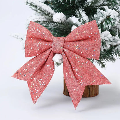 Glitter Christmas Tree Bows – Gold/Silver Hanging Decorations (1–2 Pack)