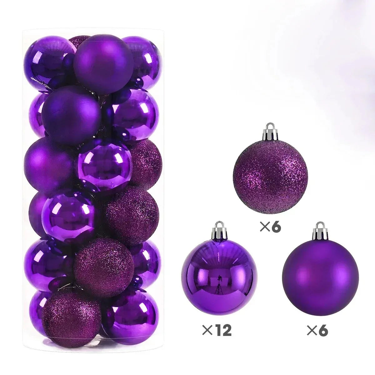 24pcs Christmas Tree Ball Ornaments (3/4/6cm) – Hanging Decorations