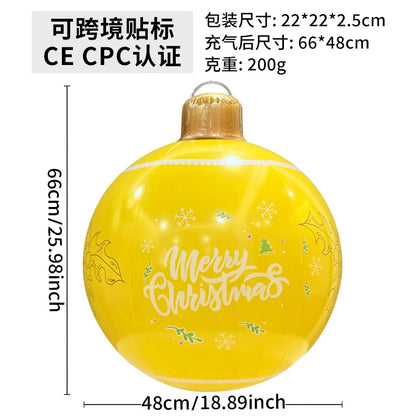 60cm(23.6 in) Giant Inflatable Christmas Ball – Outdoor PVC Holiday Yard Décor