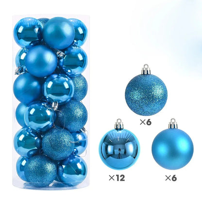 24pcs Christmas Tree Ball Ornaments (3/4/6cm) – Hanging Decorations