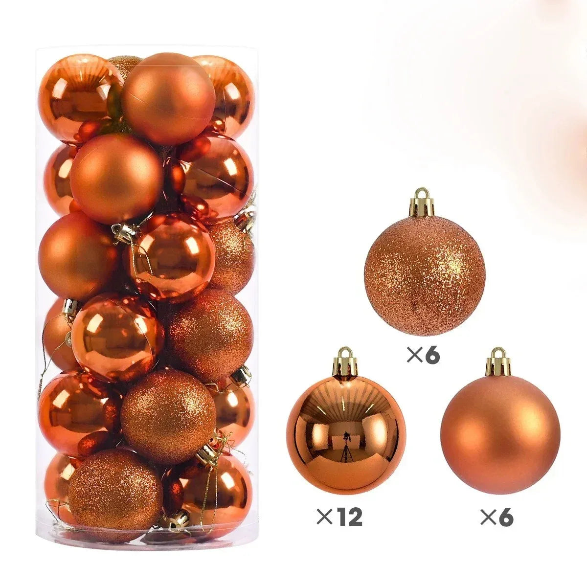 24pcs Christmas Tree Ball Ornaments (3/4/6cm) – Hanging Decorations
