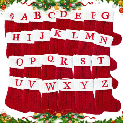 Knitted Christmas Stockings – Snowflake Letter Décor for Home & Tree