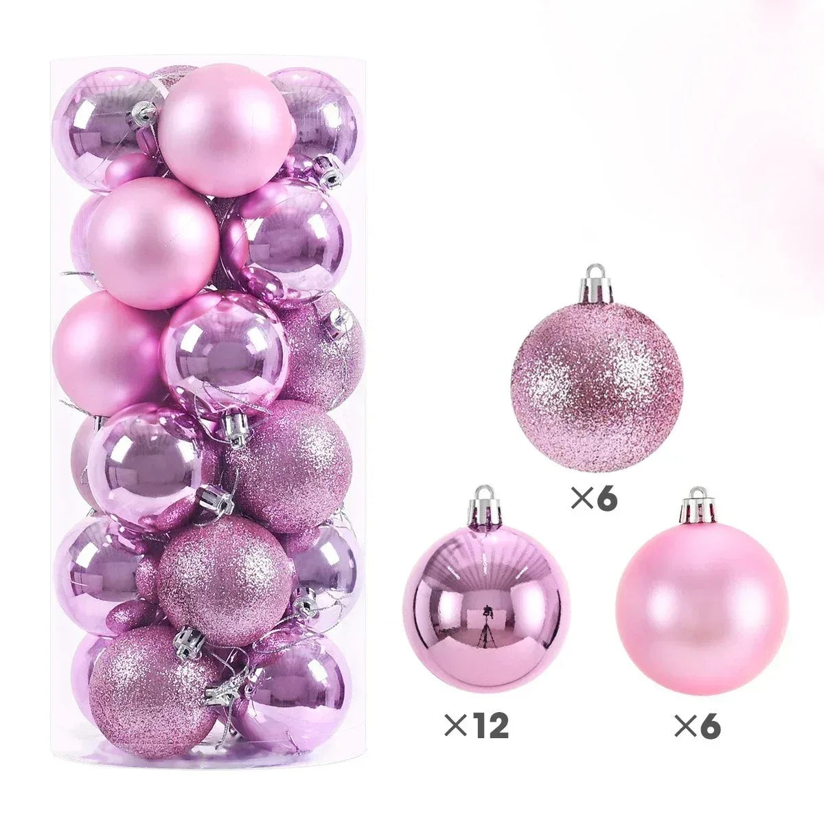 24pcs Christmas Tree Ball Ornaments (3/4/6cm) – Hanging Decorations