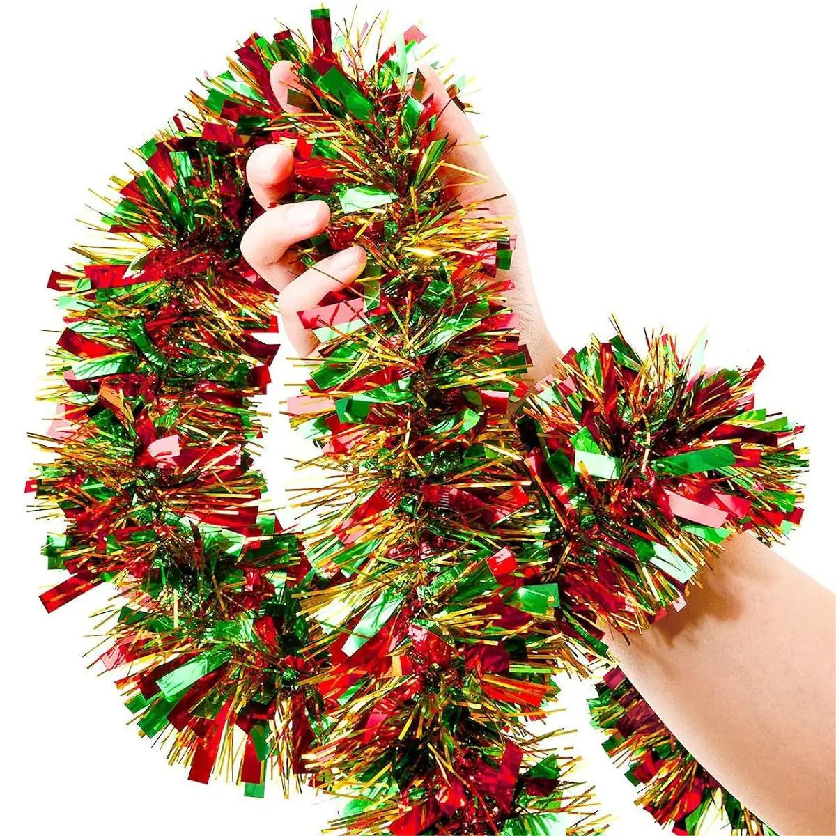 Metallic Tinsel Christmas Garland – Shiny Tree & Home Décor