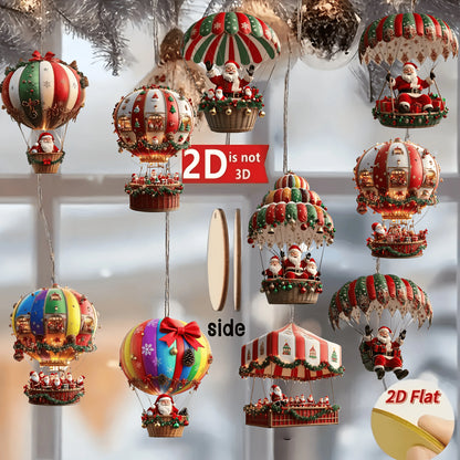 10pcs Christmas Wooden Santa Balloon Ornaments for Tree