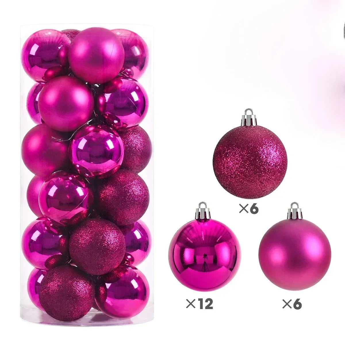 24pcs Christmas Tree Ball Ornaments (3/4/6cm) – Hanging Decorations