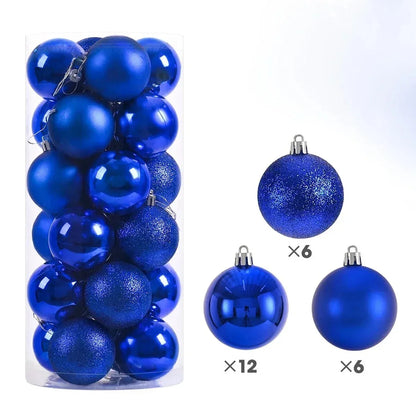 24pcs Christmas Tree Ball Ornaments (3/4/6cm) – Hanging Decorations