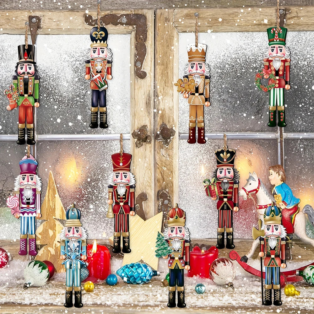 12pcs Wooden Nutcracker Ornaments – Christmas Home & Party Decor