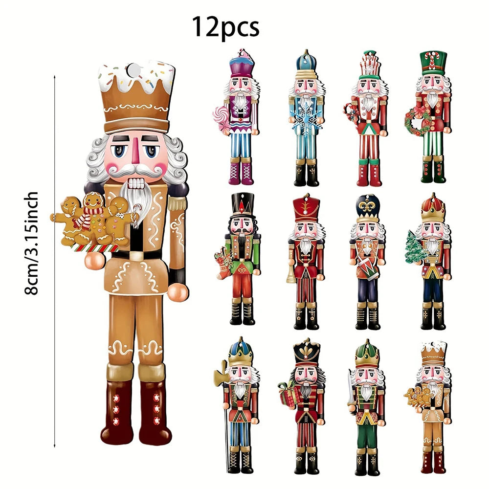 12pcs Wooden Nutcracker Ornaments – Christmas Home & Party Decor