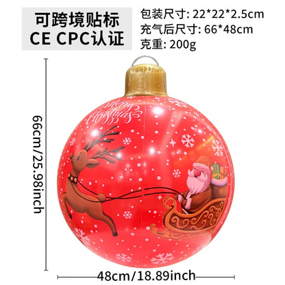 60cm(23.6 in) Giant Inflatable Christmas Ball – Outdoor PVC Holiday Yard Décor