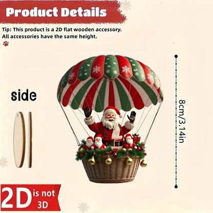 10pcs Christmas Wooden Santa Balloon Ornaments for Tree