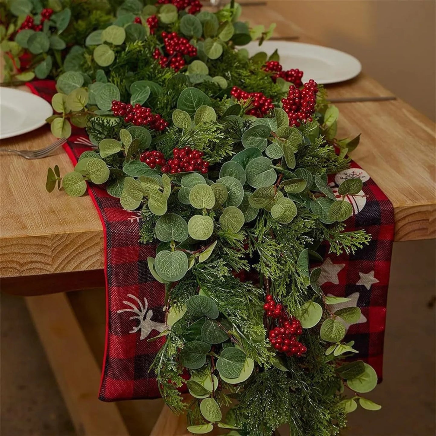 6.3ft Christmas Berry Garland – Artificial Leaf Holiday Décor
