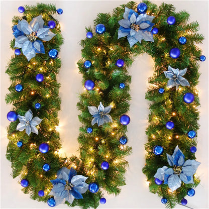 Christmas Lighted Garland (2.7m | 8.8ft) – Rattan Holiday Décor, 5 Colors