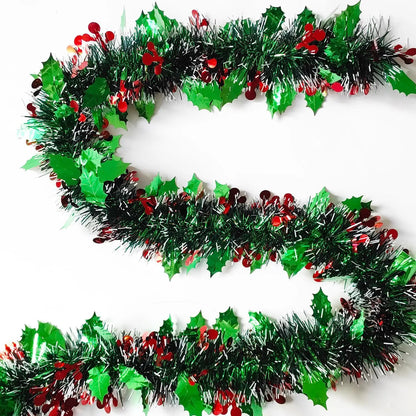 Metallic Tinsel Christmas Garland – Shiny Tree & Home Décor