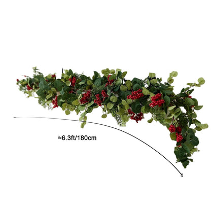 6.3ft Christmas Berry Garland – Artificial Leaf Holiday Décor