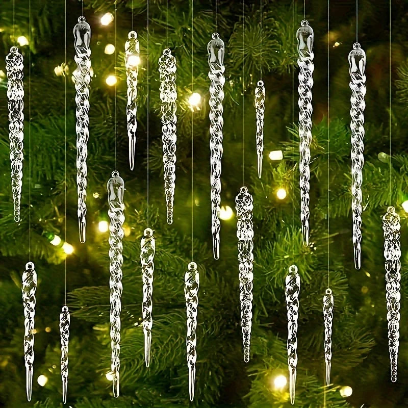 Crystal Clear Icicle Ornaments for Christmas Tree (12/24/36pcs)