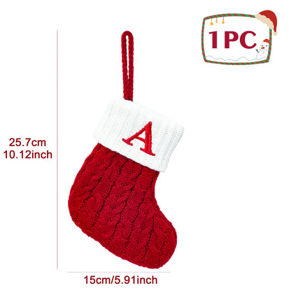 Knitted Christmas Stockings – Snowflake Letter Décor for Home & Tree