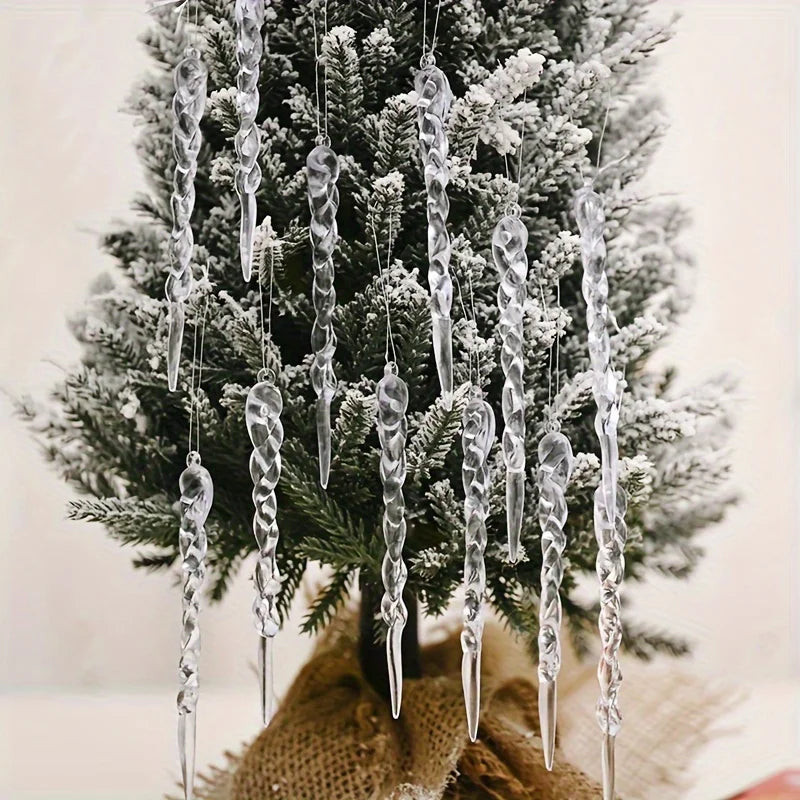 Crystal Clear Icicle Ornaments for Christmas Tree (12/24/36pcs)
