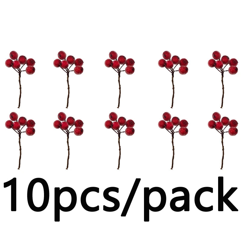 Artificial Red Berry Picks for Christmas Wreath & Tree Decoration (10pcs)