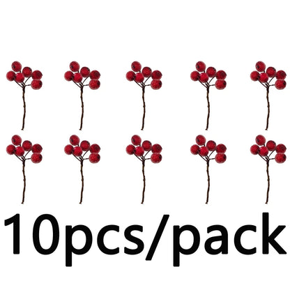 Artificial Red Berry Picks for Christmas Wreath & Tree Decoration (10pcs)