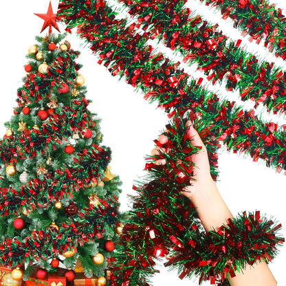 Metallic Tinsel Christmas Garland – Shiny Tree & Home Décor