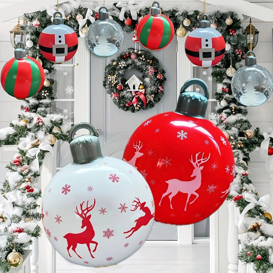 60cm(23.6 in) Giant Inflatable Christmas Ball – Outdoor PVC Holiday Yard Décor