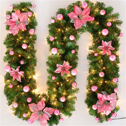 Christmas Lighted Garland (2.7m | 8.8ft) – Rattan Holiday Décor, 5 Colors