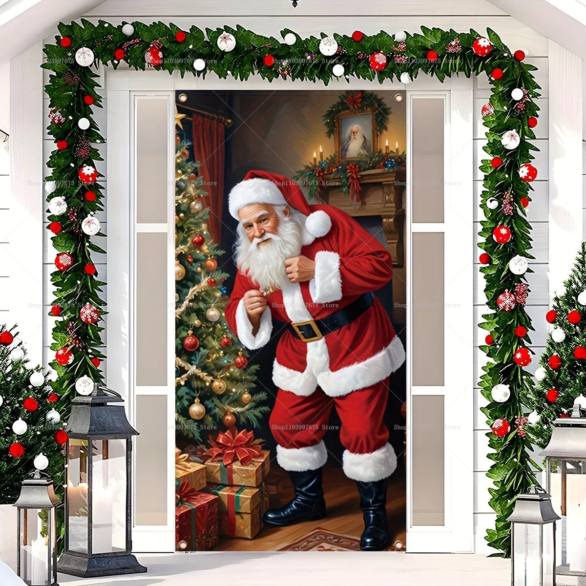 Santa Claus Door Banner – Christmas Porch & Indoor Hanging Décor