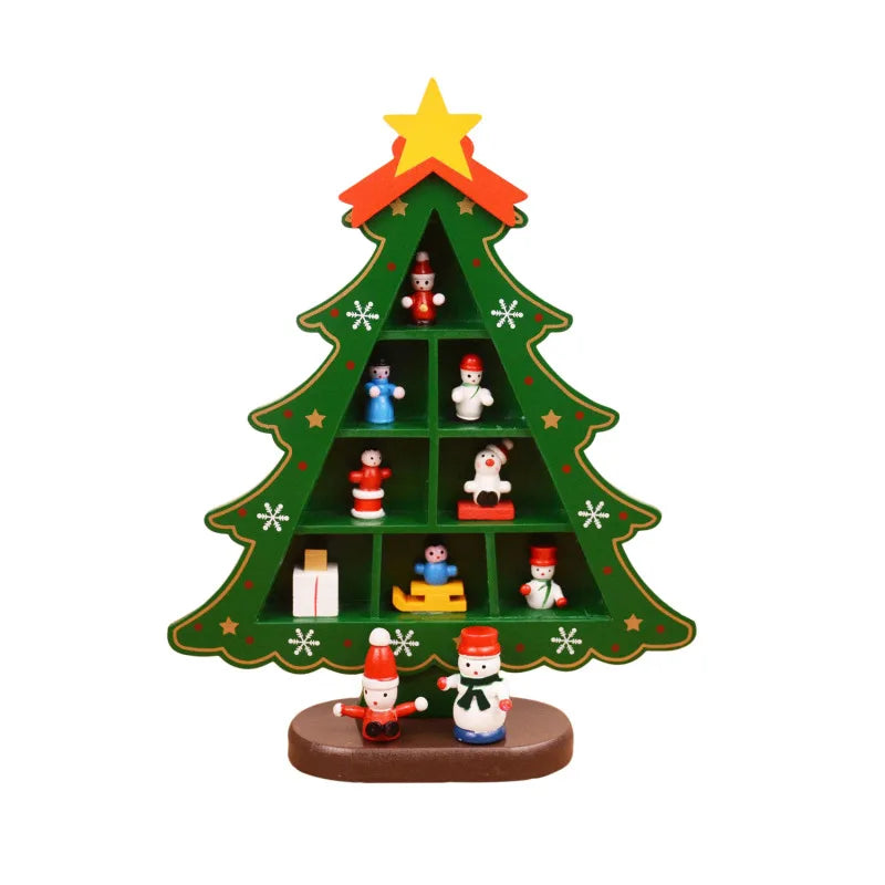 3D Wooden Christmas Tree – Red Tabletop Holiday Décor 23,6 inch
