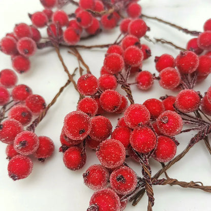 Artificial Red Berry Picks for Christmas Wreath & Tree Decoration (10pcs)