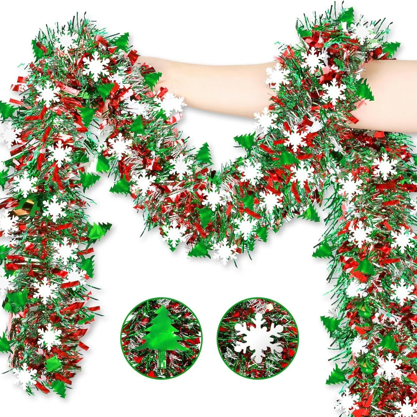 Metallic Tinsel Christmas Garland – Shiny Tree & Home Décor