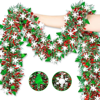 Metallic Tinsel Christmas Garland – Shiny Tree & Home Décor