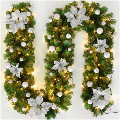 Christmas Lighted Garland (2.7m | 8.8ft) – Rattan Holiday Décor, 5 Colors