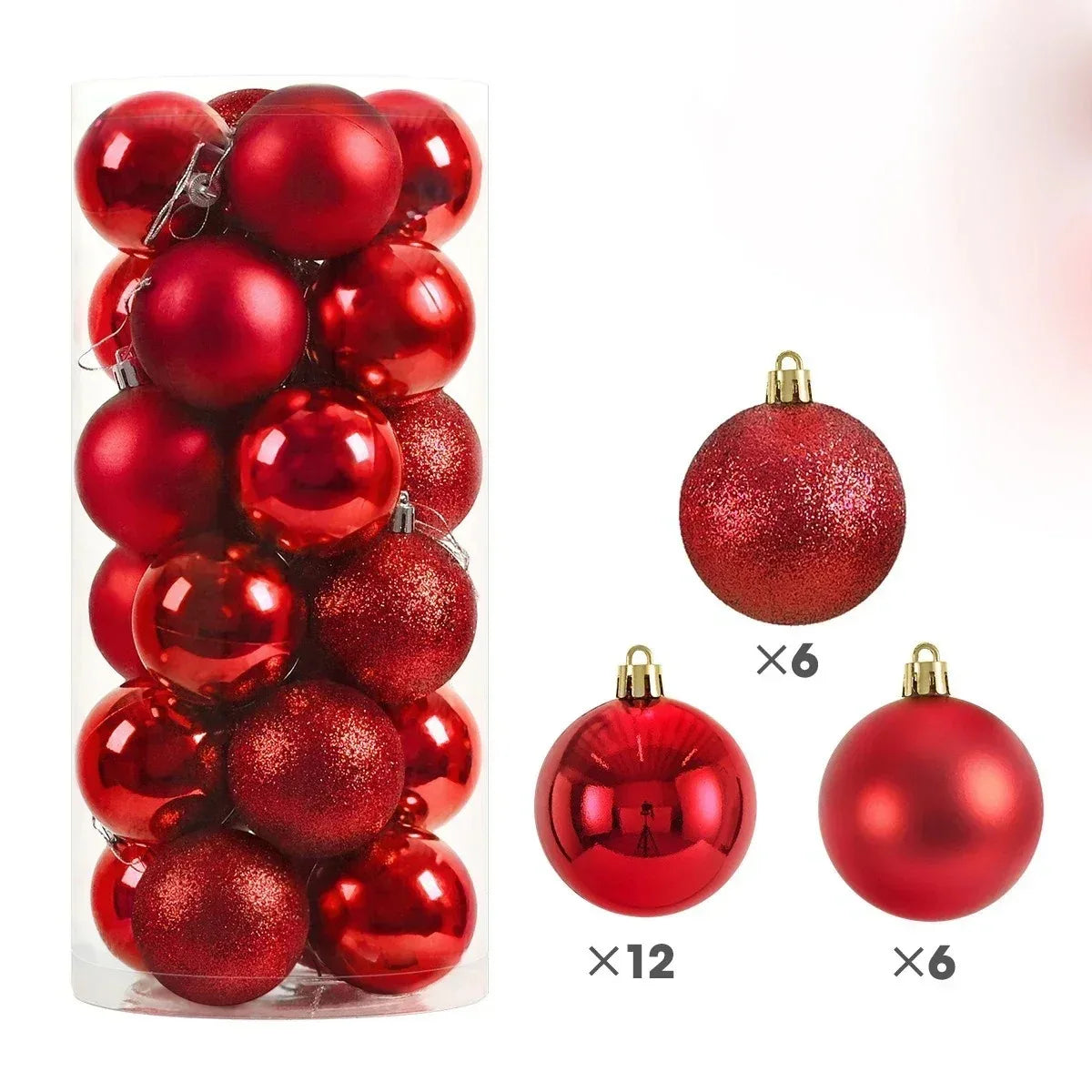 24pcs Christmas Tree Ball Ornaments (3/4/6cm) – Hanging Decorations