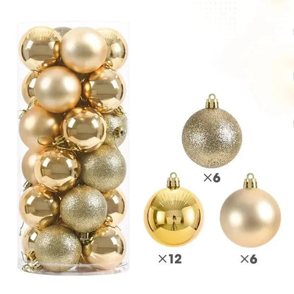 24pcs Christmas Tree Ball Ornaments (3/4/6cm) – Hanging Decorations