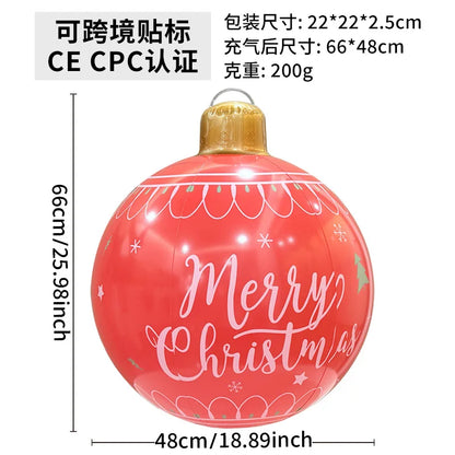 60cm(23.6 in) Giant Inflatable Christmas Ball – Outdoor PVC Holiday Yard Décor