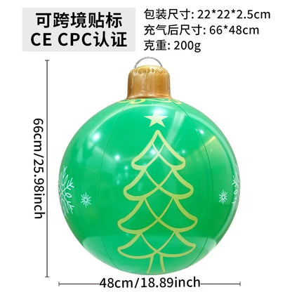 60cm(23.6 in) Giant Inflatable Christmas Ball – Outdoor PVC Holiday Yard Décor
