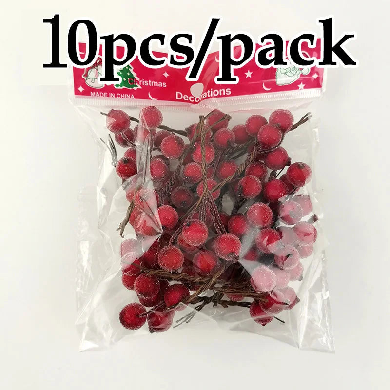 Artificial Red Berry Picks for Christmas Wreath & Tree Decoration (10pcs)